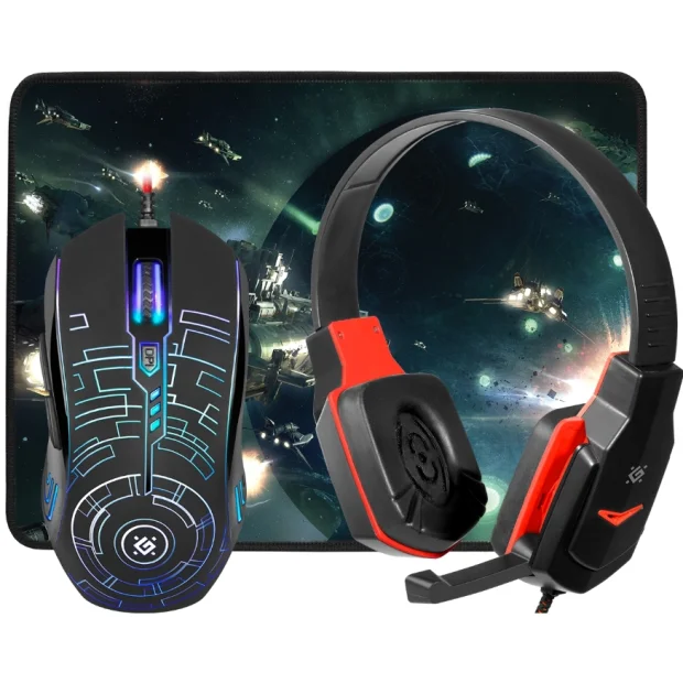 Комплект мышь с ковриком + наушники Defender Fortress MHP-012
